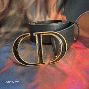 Dior Black Belt with Gold CD Buckle